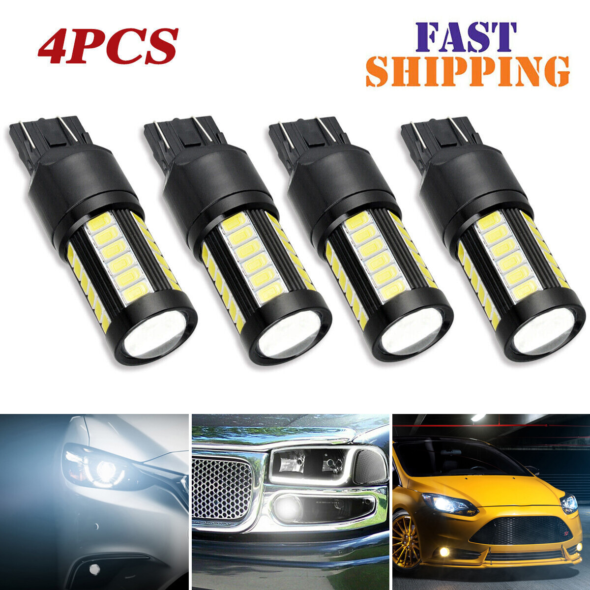 4x 7443 7440 LED Rear Turn Signal Light Bulb White for Toyota Honda Accord Civic