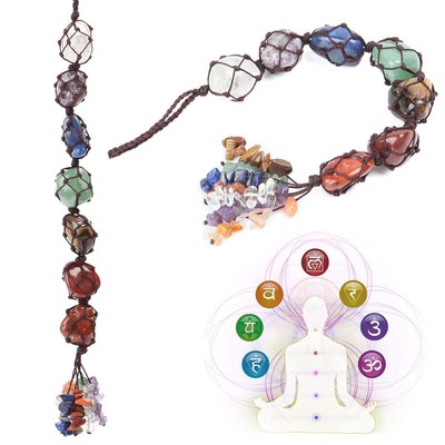 7 Chakra Stone Wall Hanging Car Ornaments Gemstones Reiki Healing Crystal Tassel