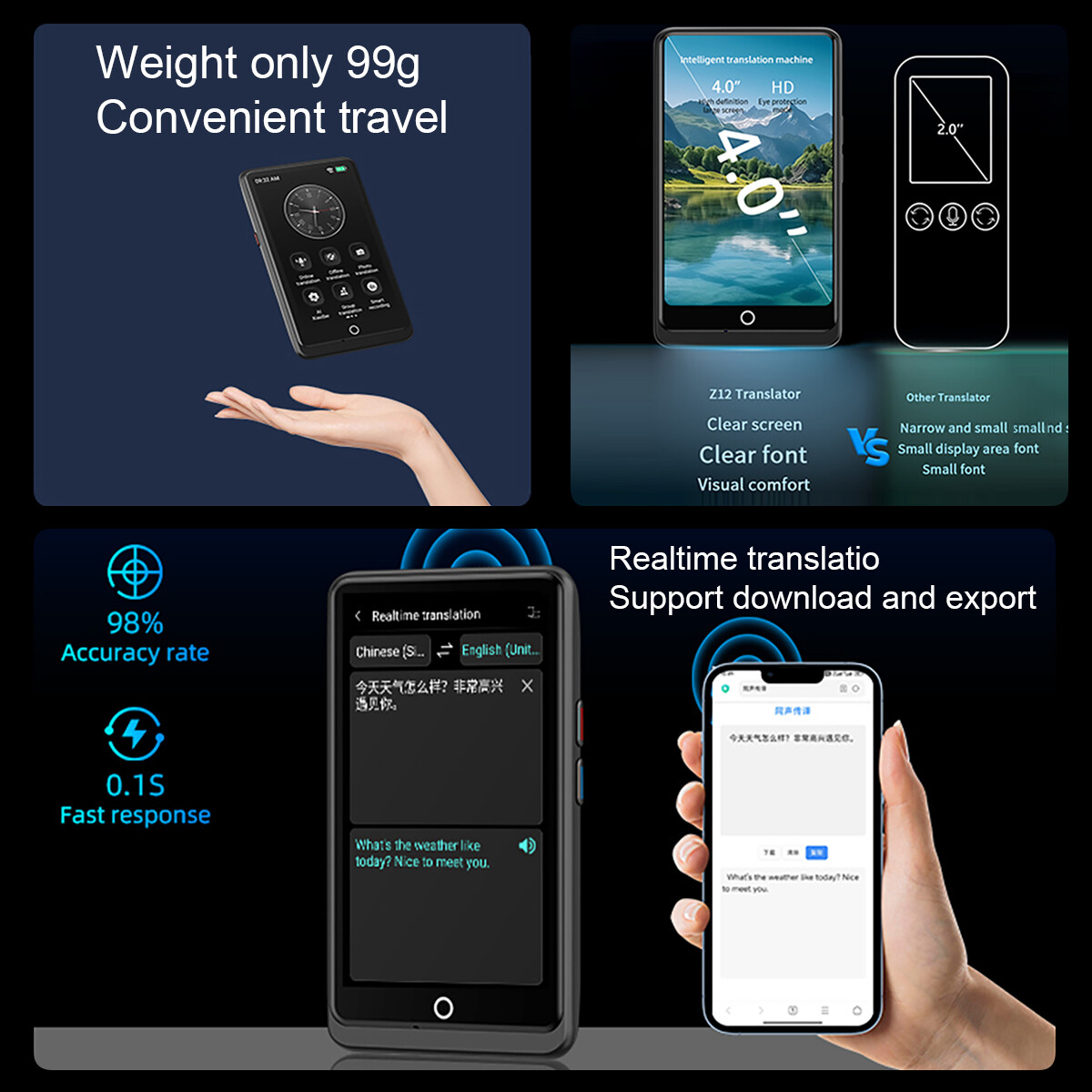 2024 AI Language Translator Device Real-time Smart Instant Voice 137+ Languages