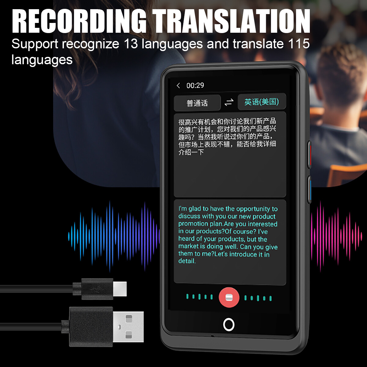 2024 AI Language Translator Device Real-time Smart Instant Voice 137+ Languages