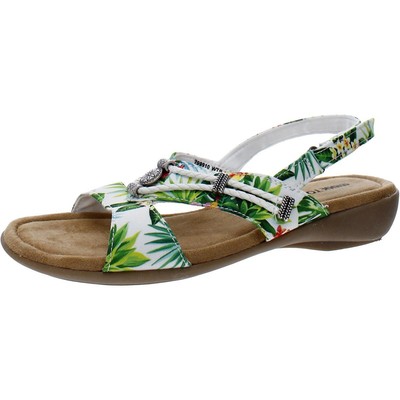 

Minnetonka Womens Silvie White Slingback Sandals Shoes 8 Narrow (AA,N) BHFO 2768, White/tropical palm