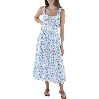 

LoveShackFancy Женский белый сарафан длиной до колен с цветочным принтом  BHFO 3358, Multi