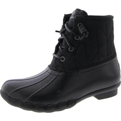 Sperry Womens Saltwater Black Rubber Ankle Boots Shoes 6 Medium (B,M) BHFO 6294
