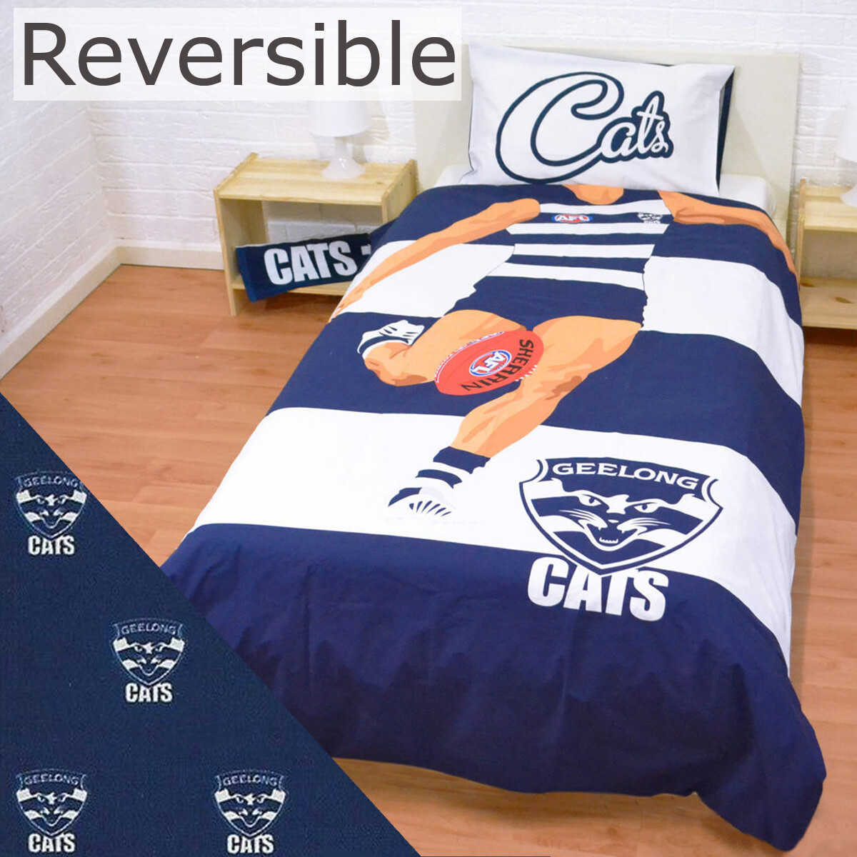 Geelong Cats Players Numbers - Geelong Cats Quilt Doona Cover Set Afl Footy Player Reversible Single Ebay