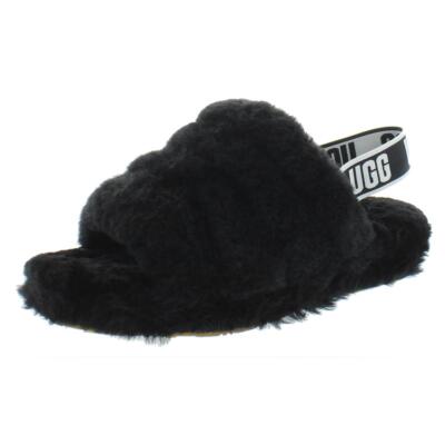 

Женские угги Fluff Yeah Black Comfy Slide Slippers Shoes 7 Medium (B,M) BHFO 1864, Черный, Fluff Yeah