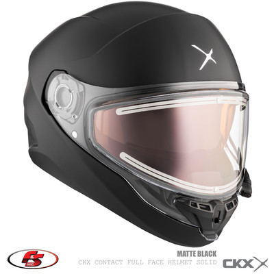 NEW CKX CONTACT Snowmobile HELMET EDL SOLID Black Matte- LG w/ electric shield