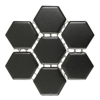 Porcelain Mosaic Hexagon Matte Black Floor and Wall Tile 19.3 SQ FT