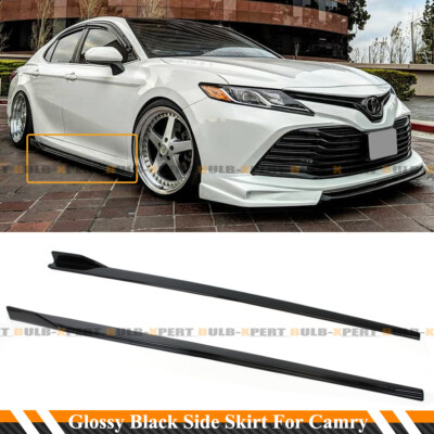 FOR 18-2024 TOYOTA CAMRY LE SE XSE XLE JDM GT GLOSSY BLACK SIDE SKIRT EXTENSION