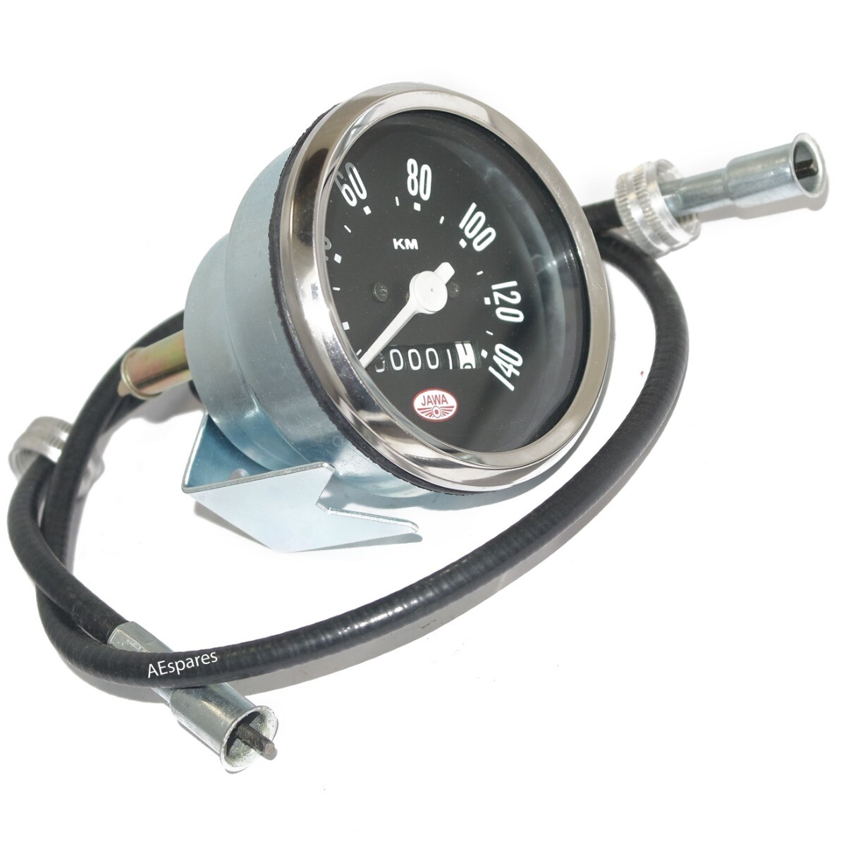 Speedometer With 32" Speedo Cable 140 Kph Black Face Jawa CZ Motorcycle 