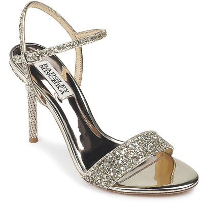 

Badgley Mischka Womens Olympia Gold Dress Sandals Shoes 6 Medium (B,M) BHFO 2958, Platinum glitter, Olympia
