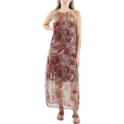 Женское красное сетчатое макси-летнее платье на бретелях DKNY XL BHFO 7108