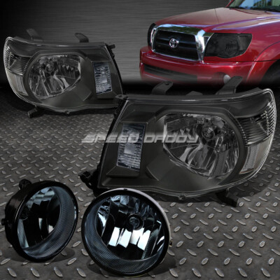 ЧЕРНАЯ ФАРА КОРПУСА + ПРОЗРАЧНЫЙ УГОЛ + ДЫМЧАТАЯ ПРОТИВОТУМАННАЯ ФАРА OEM ДЛЯ TOYOTA TACOMA 05-11