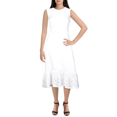 

Женское платье миди Parker цвета слоновой кости с присборенным галстуком и угрем  BHFO 7460, Цвет слоновой кости