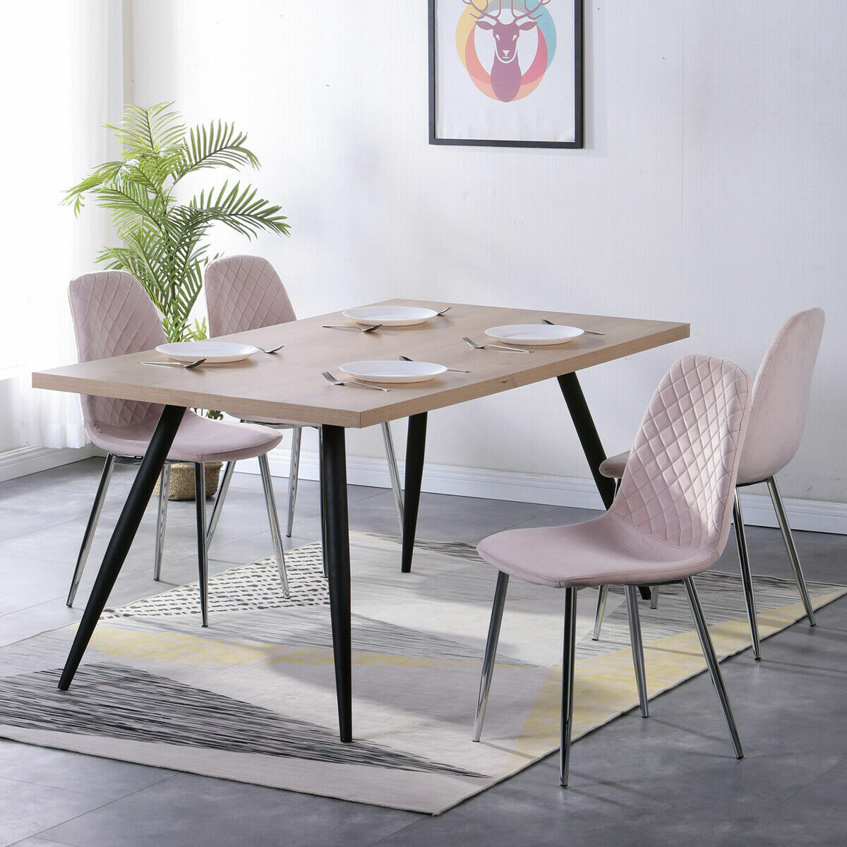 2 4 6 Velvet Dining Chairs And Dining Table Set Kitchen Restaurant Lounge Office Ebay