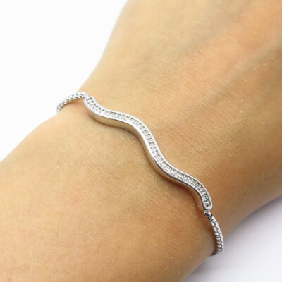 925 Sterling Silver SUN Real White Diamond Wavy Adjustable