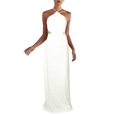 

Halston Womens White Illusion Long Gown Evening Dress  BHFO 2698, Chalk