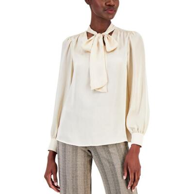 Женская рабочая блузка с атласным галстуком-бабочкой Anne Klein BHFO 9882