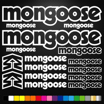 MONGOOSE - 16 Vinyl Decals Stickers Sheet Bike Frame Cycle Cycling Bicycle