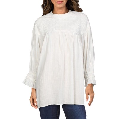 Free People Женская блузка-туника с кокеткой Mila цвета слоновой кости и топ-рубашка S BHFO 1900