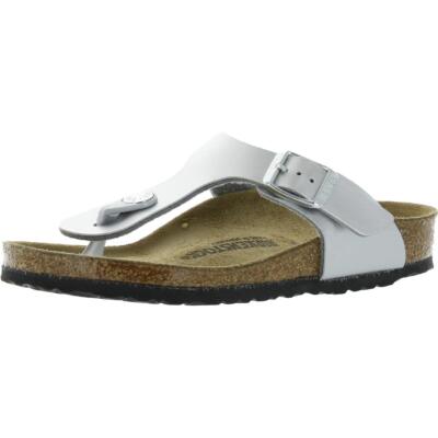 

Серебряные сандалии-мюли Birkenstock Girls Gizeh 12, узкие (AA,N), Little Kid 9295, Electric metallic silver, Gizeh