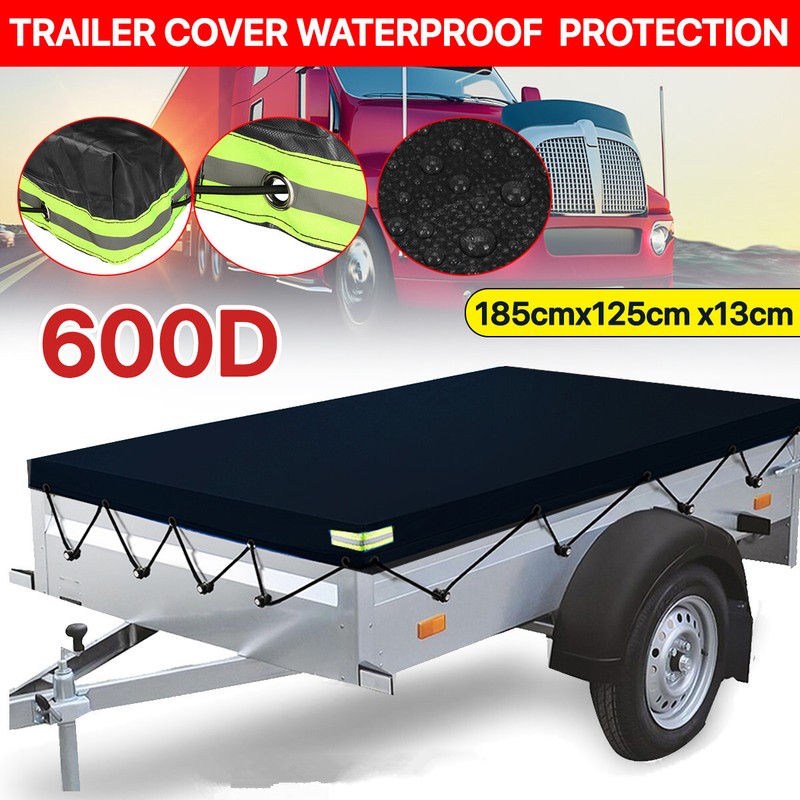 600d Tray Trailer Cover 6x4ft Heavy Duty Pvc Waterproof Protector Rubber Belt