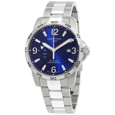 Мужские часы Certina DS Podium GMT с кварцевым синим циферблатом C0344551104000
