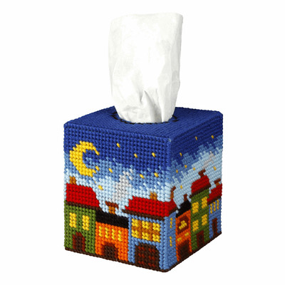 Orchidea Needlepoint Kit: Tissue Box Cover: Night City