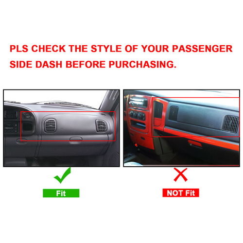 Fit For 98-02 Dodge Ram Pickup Black Dash Bezel &Dashboard Cover Overlay W/clips