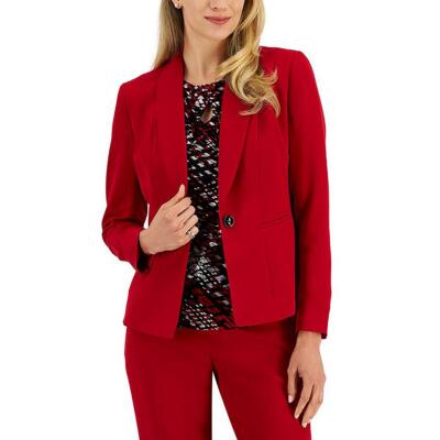 Kasper Womens Crepe Stretch Work One-Button Blazer Jacket Petites BHFO 3436