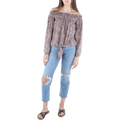 

Anthropologie Maronie Женская розовая блузка с расклешенными рукавами и животным принтом  BHFO 3893, Розовый
