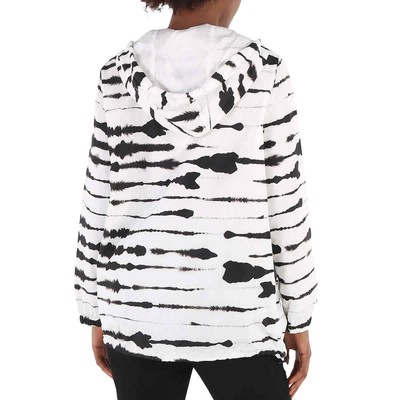 Pre-owned Burberry Ladies Black/white Watercolour Print Econyl Hooded Parka