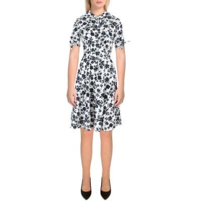 

Calvin Klein Женское платье-рубашка длиной до колена с цветочным принтом Petites BHFO 1138, Black/white