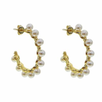 Ohrringe Damen Gold Perlen 24 Karat vergoldet Creolen WASSERFEST O5592D