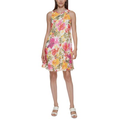 

Женское шифоновое мини-платье-футляр Calvin Klein с цветочным принтом Petites BHFO 0946, Berry multi
