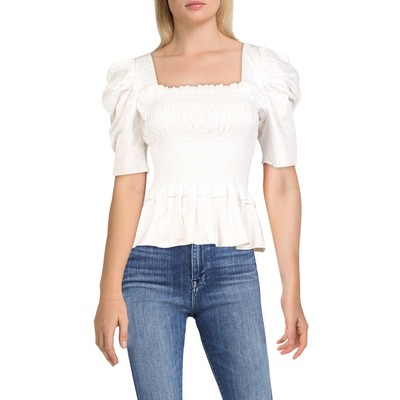 

Женская белая эластичная блузка с присборами Amanda Uprichard Marisol  BHFO 4508, Белый