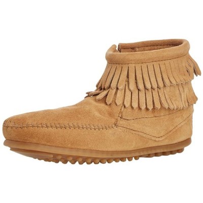 Коричневые мокасины Minnetonka для девочек с двойной бахромой 9 средних размеров (B, M) Для малышей 2836