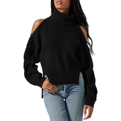 1.Топ-свитер State Womens Ariella из черного трикотажа в рубчик с воронкообразным вырезом XS BHFO 2370