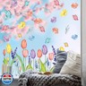 Horaldaily 67 PCS Spring Summer Window Cling Sticker, Tulip Butterfly Flower Decal for Home Party Supplies Shop Glass Display Decoration