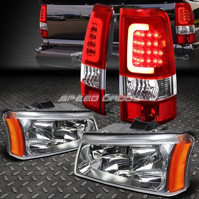 ХРОМИРОВАННАЯ ФАРА + ЯНТАРНЫЙ УГОЛОК + КРАСНЫЙ 3D ОПТИЧЕСКИЙ СВЕТОДИОДНЫЙ ЗАДНИЙ ФОНАРЬ ДЛЯ 03-07 SILVERADO
