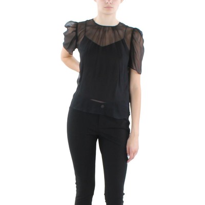 Generation Love Женская черная шелковая блузка Abella с коротким рукавом и топом M BHFO 9140