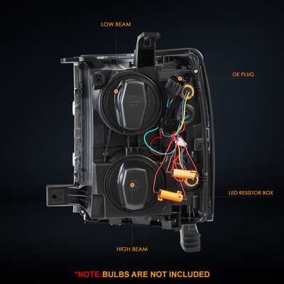 For 14-15 Silverado 1500 C-Shape LED DRL Sequential Turn Headlights Chrome/Clear