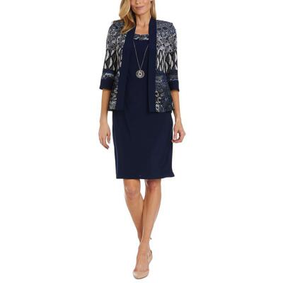 R&M Richards Womens Floral Print Above Knee Two Piece Dress Petites BHFO 3238