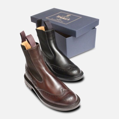 TRICKER'S TRICKERS ESPRESSO BROWN BROGUE CHELSEA STIEFEL SILVIA