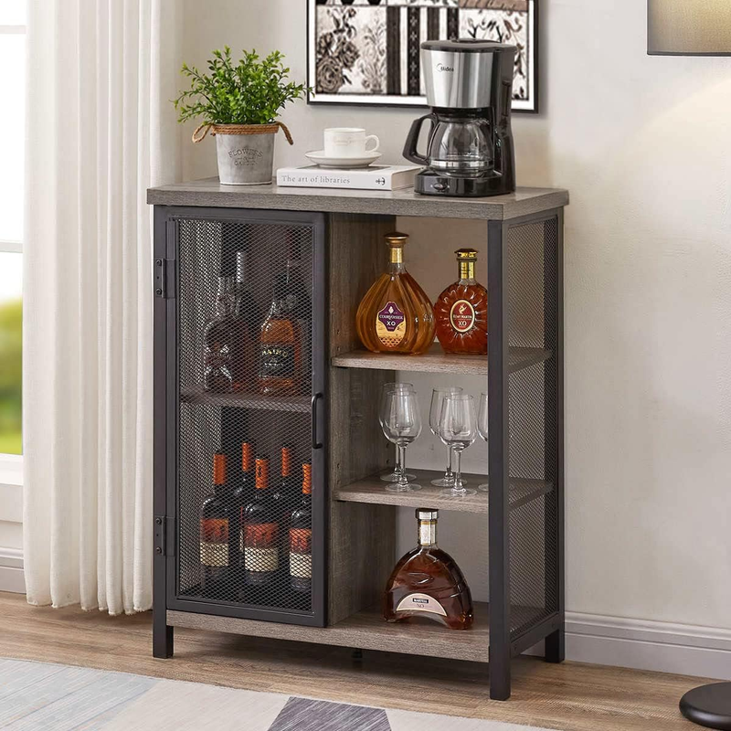 Farmhouse Coffee Bar Cabinet with Storage Liquor Cabinet with Adjustable Shelves