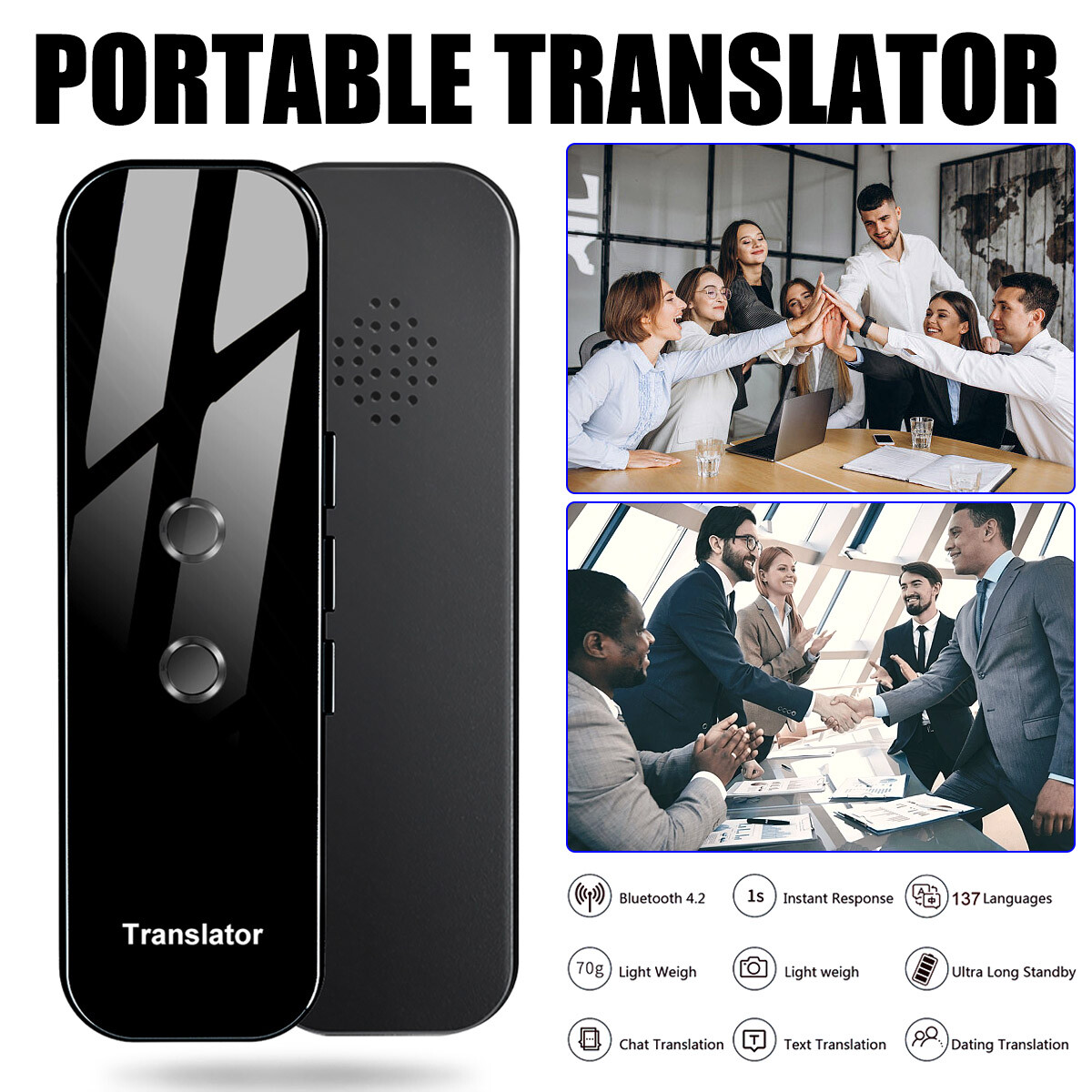 137 Languages Real-Time Translator Device WiFi Two-Way Instant Offline Translate