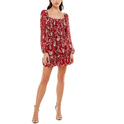 

Женское мини-платье Trixxi с пышными рукавами и присборенной юбкой для юниоров BHFO 3833, Красный