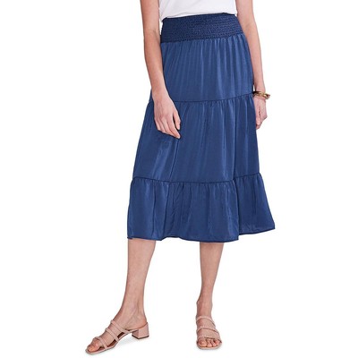 Женская синяя миди-юбка длиной ниже колена Nic + Zoe XXL BHFO 2444 с присборенным ярусом