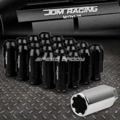НАБОР ГАЕК JDM С ОТКРЫТЫМ КОНЦОМ ИЗ АЛЮМИНИЯ ЧЕРНОГО ЦВЕТА С 20 НАКОНЕЧНИКАМИ + АДАПТЕР M12X1.25 ДИАМЕТРОМ 24 ММ/ ВЫСОТОЙ 50 ММ