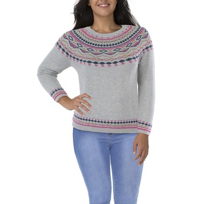 

Style - Co. Женский серый теплый свитер с круглым вырезом и отделкой в рубчик Petites  BHFO 0170