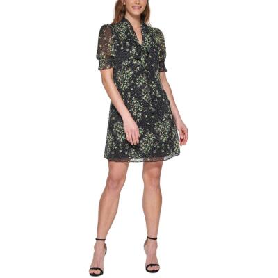 

DKNY Женское прозрачное мини-платье трапециевидной формы с цветочным принтом BHFO 3734